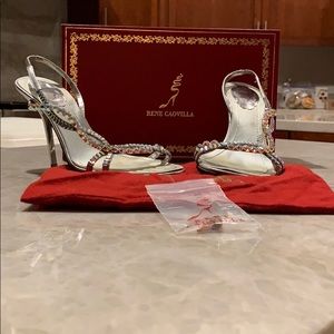 Rene Caovilla Crystal-Embellished Metallic Sandals